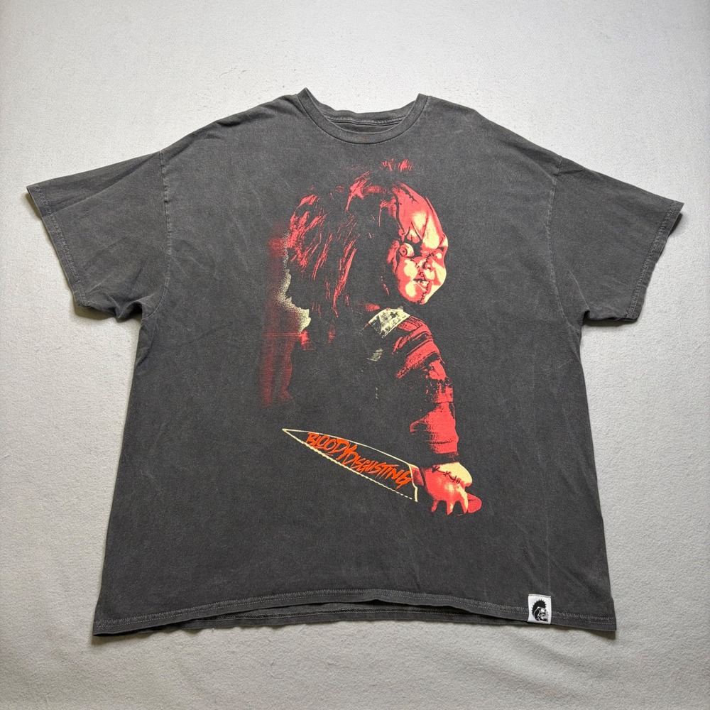 Ripple Junction Chucky T-Shirt Mens XL Gray Bloody Disgusting Graphic Horror Tee